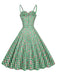 Grünes 50er Baumwoll-Kleid mit Spaghettiträger und Gingham