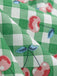 Grünes 50er Baumwoll-Kleid mit Spaghettiträger und Gingham
