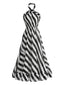 Schwarzes & Weißes 50er Kleid mit Neckholder und Streifen