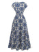 70er Boho Maxikleid mit Ornament-Blumen und V-Ausschnitt