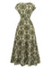 70er Boho Maxikleid mit Ornament-Blumen und V-Ausschnitt