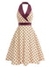 Apricotes 50er Satin-Kleid mit Schal-Kragen und Polka-Dots