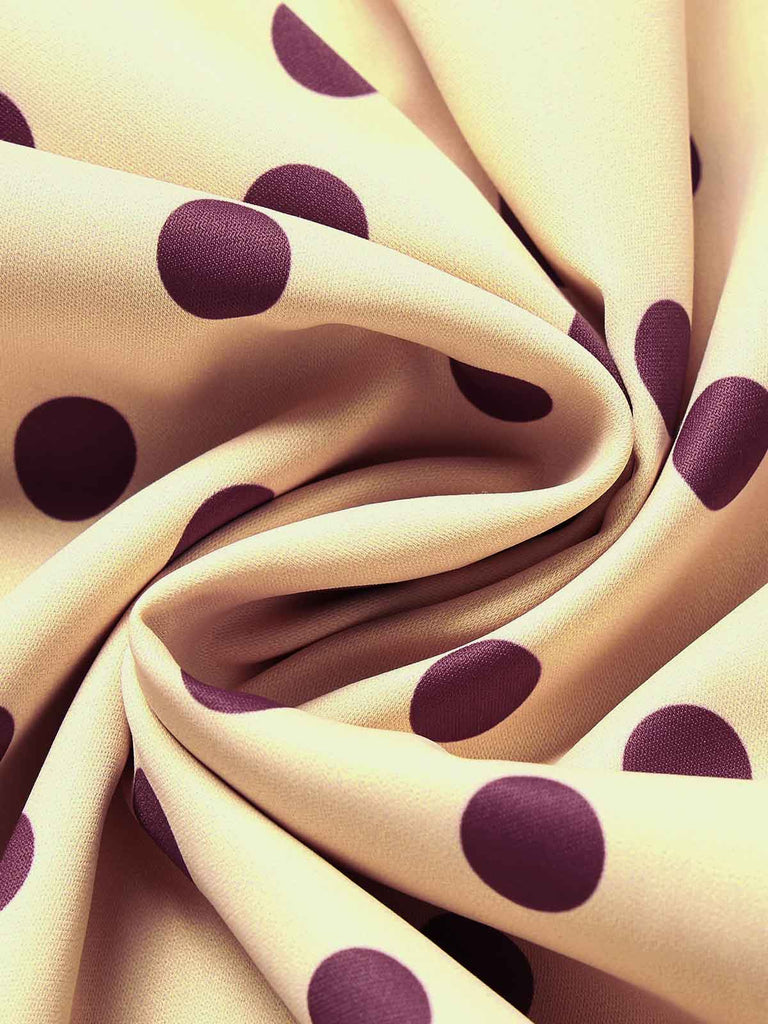 Apricotes 50er Satin-Kleid mit Schal-Kragen und Polka-Dots