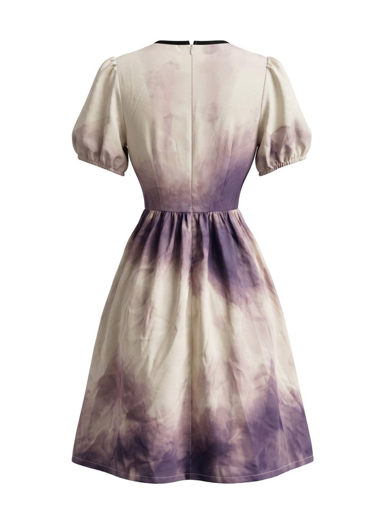 50er Halloween Kleid mit Puffärmel und Batik