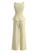 Light Yellow 1950s Ruffle Bow Two Piece Set 3