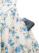 Blaues 40er Kleid mit Ditsy-Blumen und Bindefront