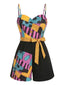 [Vorverkauf] Schwarzer 40er Sally-Romper mit Halloween-Patchwork