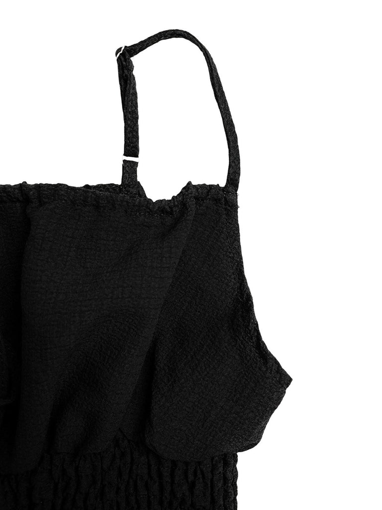 Brauner 50er Romper mit Spaghettiträger und Vorderbindung