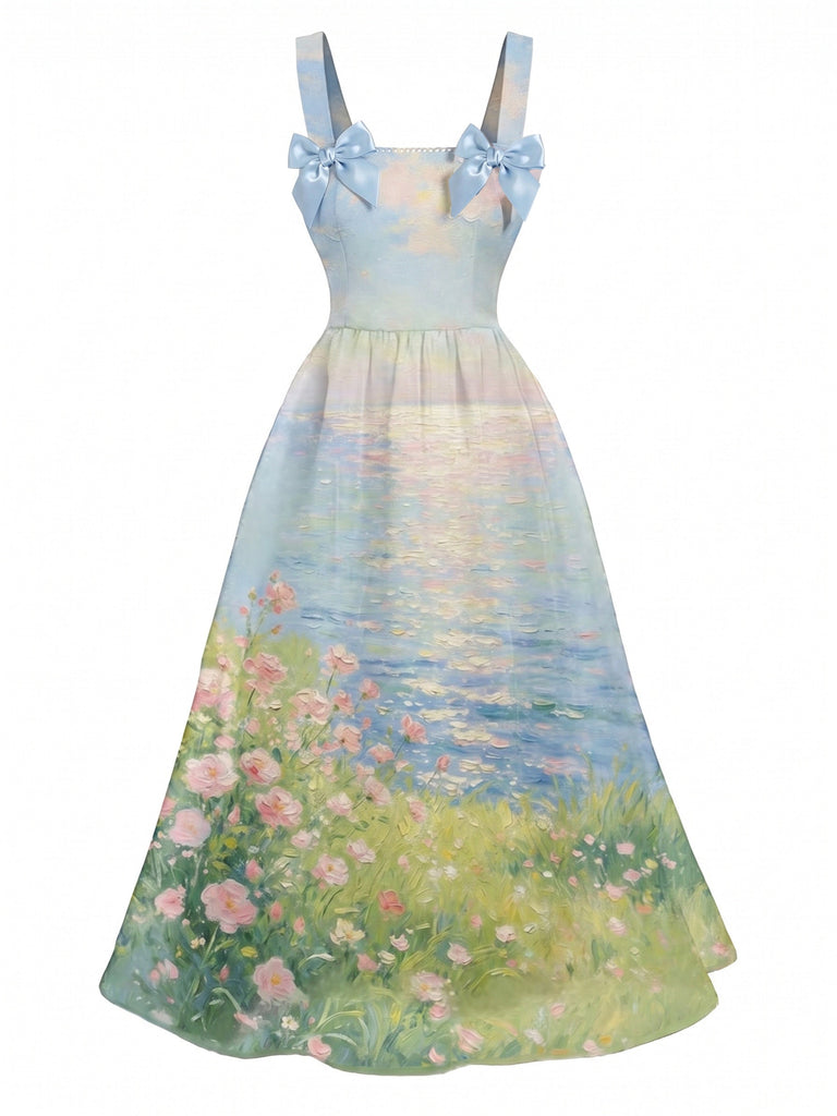 50er Kleid mit Blumen und Schleife