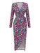 80er Wickelkleid mit Neon-Leopardenprint und Strick
