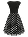 Schwarzes 50er Strick-Swingkleid mit Kappärmel und Polka-Dots
