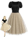 50er Body mit Puffärmel und Polka-Dots