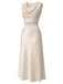 Champagnerer 20er Satin-Rock mit Wasserfallausschnitt und Spitze