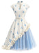 50er Netzkleid mit 3D-Rosen und Polka-Dots