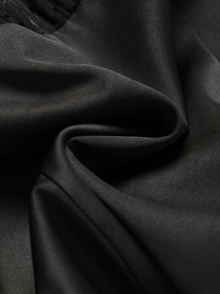50er Kleid mit Satin-Patchwork und Tüll