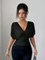 30er Bluse mit geraffter Taille und drapierten Schultern