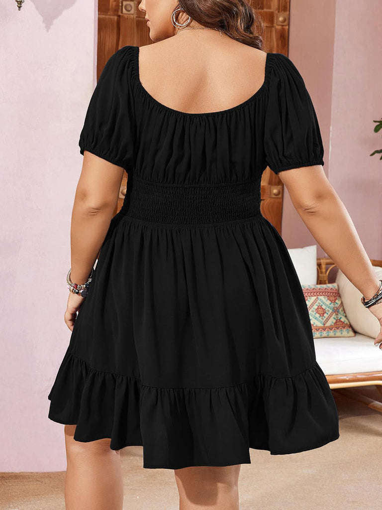 [Übergröße] 50er Minikleid mit Puffärmel und Smok