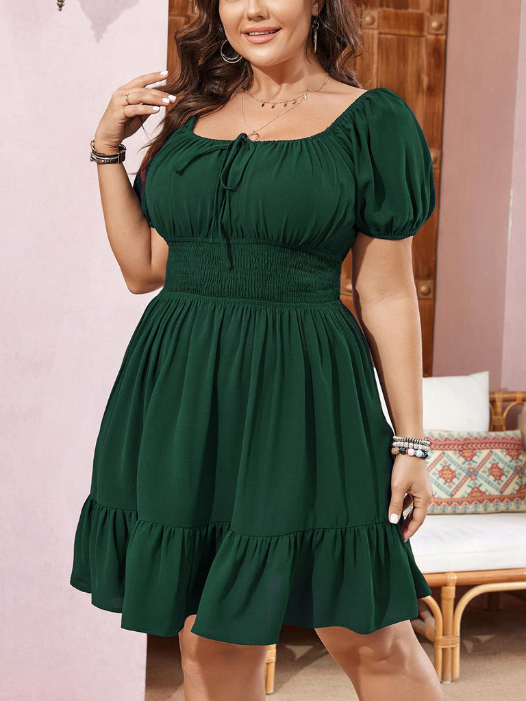 [Übergröße] 50er Minikleid mit Puffärmel und Smok