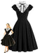 Schwarzes 50er Kleid mit Polka-Dots und Rüschen