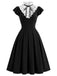 Schwarzes 50er Kleid mit Polka-Dots und Rüschen