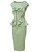 Grünes 60er Bleistiftkleid mit Rundhals und Schleife