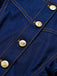 [Vorverkauf] Dunkelblauer 70er Jeans-Romper mit Rundhals und Rüschen