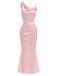 Rosa & Rosa 30er Satin-Meerjungfrauenkleid mit Polka-Dots und 3D