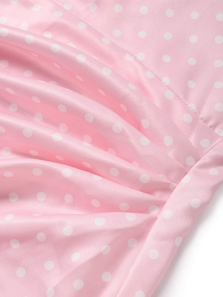 Rosa & Rosa 30er Satin-Meerjungfrauenkleid mit Polka-Dots und 3D