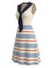 Cremefarbenes 70er Sailor Strick-Kleid mit Streifen