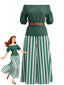 40er schulterfreies Top & Rock Set mit Streifen