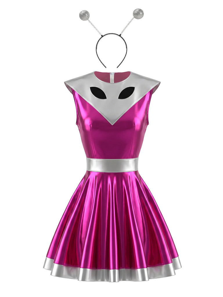 60er Halloween Minikleid mit Cut-out und Metallic