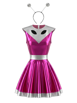 60er Halloween Minikleid mit Cut-out und Metallic