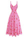 Rosa 30er Maxikleid mit Gingham und Kirschen
