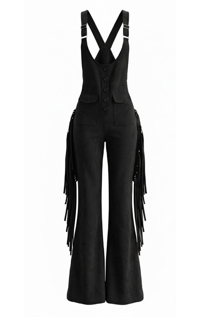 70er Jumpsuit mit Fransen und Ausgestellt