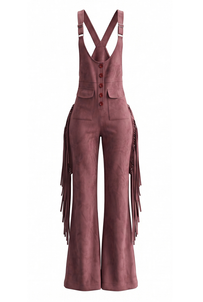 70er Jumpsuit mit Fransen und Ausgestellt