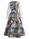 50er Kleid mit Blumen-Print und Painterly
