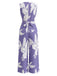 Lila 30er ärmelloser Jumpsuit mit Blumen-Print