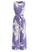 Lila 30er ärmelloser Jumpsuit mit Blumen-Print