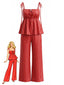 Rotes 40er Schößchen-Top & Hosen-Set mit Polka-Dots