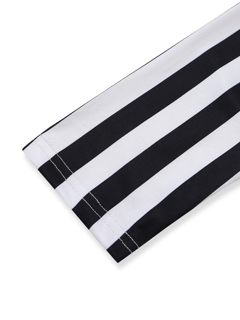 50er Beetlejuice-inspiriertes Bodysuit-Kostüm mit Streifen
