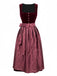 Weinrotes 50er 3PCS Kleid mit Samt und Schürze