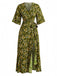70er Boho Midikleid mit Blumen-Print und V-Ausschnitt