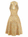 Gelbes 50er Kleid mit Streublumen und Neckholder