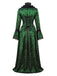 30er Gothic Maxikleid mit Blumen und Glockenärmeln