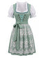 Grünes 50er Oktoberfest-Dirndl-Set mit Blumenmuster und Pufftop