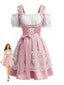 Rosa 50er Oktoberfest-Dirndlkleid mit Cold-Shoulder und Spitzenschürze