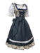 Blaues 50er 3PCS Kleid mit Pufftop und Blumen-Schürze