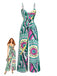 Grüner 30er Boho Jumpsuit mit Spaghettiträger und Geometrisch