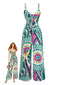Grüner 30er Boho-Jumpsuit mit Geo-Mandala-Print und Spaghettiträgern