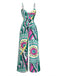Grüner 30er Boho Jumpsuit mit Spaghettiträger und Geometrisch